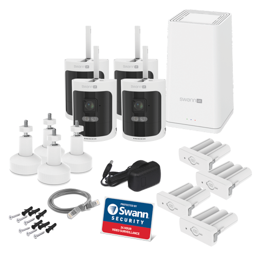 AllSecure4K+ Wireless Security Kit with 4 x 4K Wire-Free Cameras & Power Hub | SWNVK-AS4KH4
